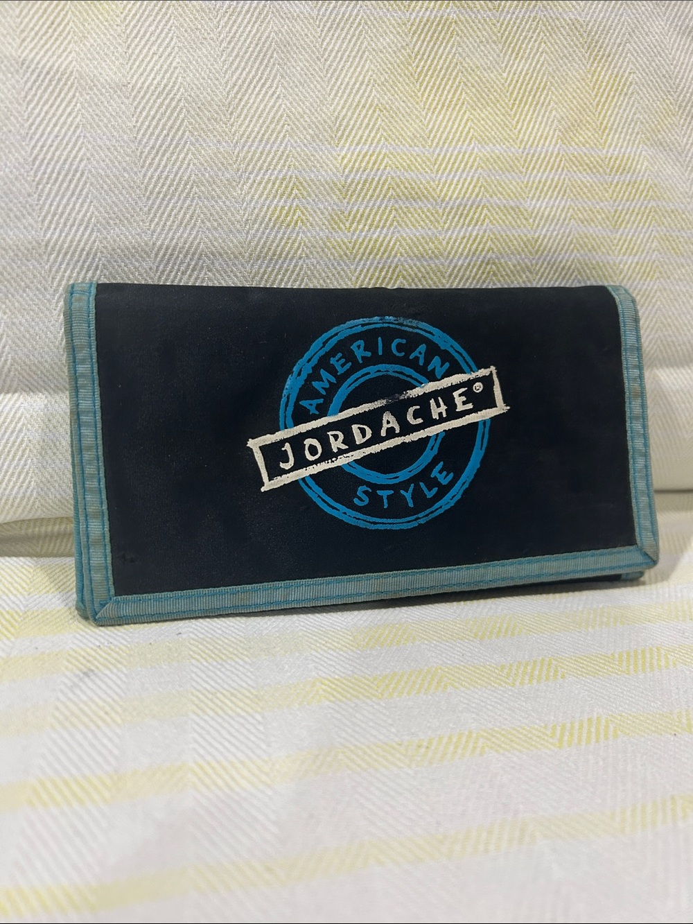 Jordache Vintage 90s Black Wallet with Teal Accents and Logo GUVC